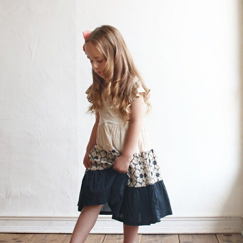 半袖 ワンピース キッズ 通販 半袖ワンピース 12192001 ワンピ 夏 女の子 綿 コットン 切り替え ボリューム レトロ ガーリー 花柄 上品 おしゃれ 可愛い オシャレ かわいい カジュアル_8