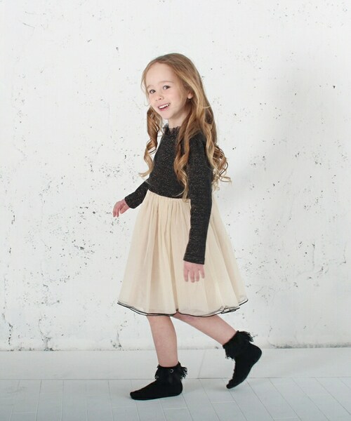 ワンピース キッズ 長袖 通販 ドレスワンピース 12122002 子供 ドレス 女の子 結婚式 パーティ 発表会 七五三 卒園式 入園式 入学式 バイカラー 配色 チュール かわいい オシャレ 可愛_2