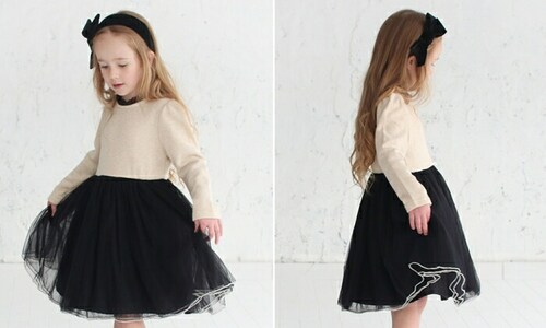 ワンピース キッズ 長袖 通販 ドレスワンピース 12122002 子供 ドレス 女の子 結婚式 パーティ 発表会 七五三 卒園式 入園式 入学式 バイカラー 配色 チュール かわいい オシャレ 可愛_6