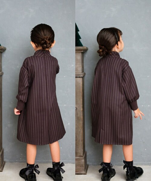 Rora ワンピース 通販 ビオラ パール付きバルーンワンピース 子供服 ワンピ 長袖 フォーマルワンピース コクーン パール 女の子 キッズ 子供 こども 子ども 結婚式 パーティー 入園 卒園 入_4