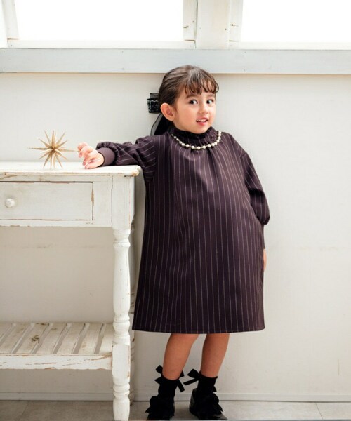 Rora ワンピース 通販 ビオラ パール付きバルーンワンピース 子供服 ワンピ 長袖 フォーマルワンピース コクーン パール 女の子 キッズ 子供 こども 子ども 結婚式 パーティー 入園 卒園 入_9