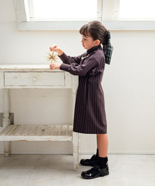 Rora ワンピース 通販 ビオラ パール付きバルーンワンピース 子供服 ワンピ 長袖 フォーマルワンピース コクーン パール 女の子 キッズ 子供 こども 子ども 結婚式 パーティー 入園 卒園 入_10