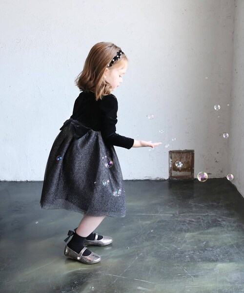 子供 ドレス ワンピース 女の子 通販 キッズ ドレスワンピース 62032302 フォーマルワンピース 長袖 ベロア パール チュールスカート 結婚式 パーティー 発表会 入園 卒園 入学 かわいい_4