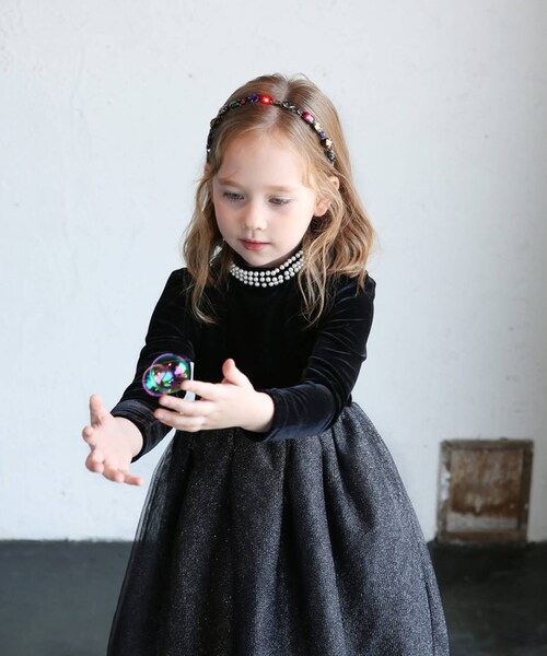 子供 ドレス ワンピース 女の子 通販 キッズ ドレスワンピース 62032302 フォーマルワンピース 長袖 ベロア パール チュールスカート 結婚式 パーティー 発表会 入園 卒園 入学 かわいい_9