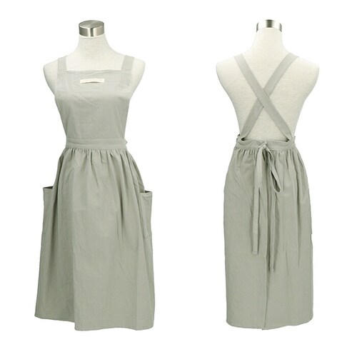 エプロン おしゃれ 通販 ナチュラル 安く て かわいい レディース ロング丈 大人 可愛い ワンピース 保育士 カフェエプロン スカート シンプル 母の日 フリル 無地 コットン グリーン ピンク _2