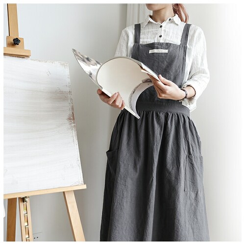 エプロン おしゃれ 通販 ナチュラル 安く て かわいい レディース ロング丈 大人 可愛い ワンピース 保育士 カフェエプロン スカート シンプル 母の日 フリル 無地 コットン グリーン ピンク _8