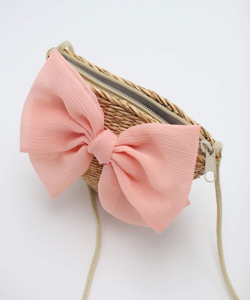 キッズ かわいい ポシェット 通販 かごバッグ ショルダーバッグ ショルダーバック 斜めがけバッグ 女の子 子供 こども 子ども リボン 小さめ おしゃれ 可愛い オシャレ 春 夏 秋 ナチュラル レ_10