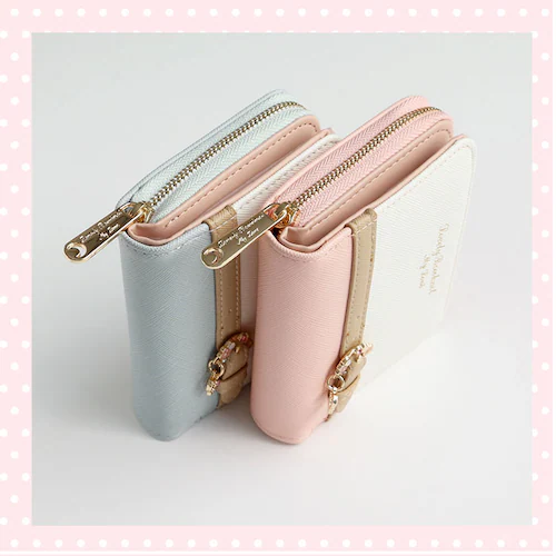 財布 レディース 二つ折り 通販 ミニ財布 小さい財布 ミニウォレット さいふ サイフ ミニサイフ 女子校生 コンパクト おしゃれ かわいい PU レザー ラウンドファスナー 女の子 こども 子供 キ_3