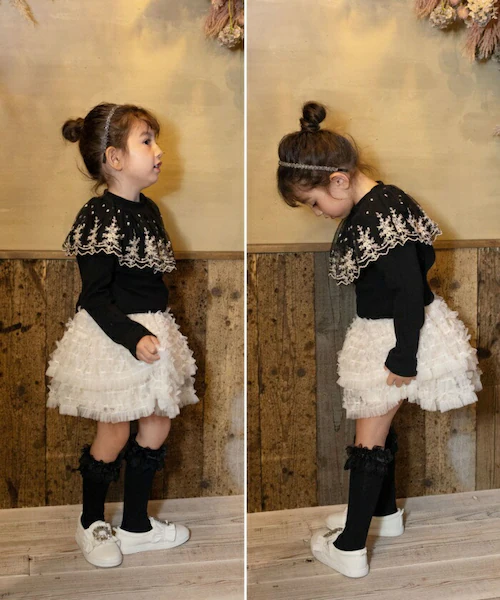 Rora 子供服 スカート 通販 ナデシコ フリフリリボンスカート フレアスカート キッズ 女の子 女子 リボン レース フォーマル カジュアル パーティー お出かけ 誕生日 記念日 かわいい オシャ_6