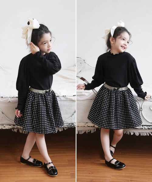 �X�J�[�g �L�b�Y ���̎q �ʔ� �M���U�[�X�J�[�g 10003804 �t�H�[�}�� ������ ���\�� ������ ���w�� �h�b�g ���� �E�G�X�g�S�� �{�����[�� �K�[���[ ���킢�� �I�V���� ���� ������� _8