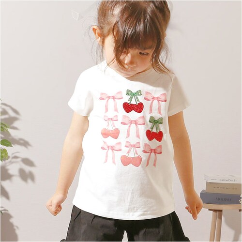 Rora Tシャツ 通販 ローラ チェリーポップ 半袖 カットソー 半袖Tシャツ プリントTシャツ キッズ 子供 女の子 女子 おしゃれ かわいい こども 子ども リボン ハート オシャレ 可愛い カ_4