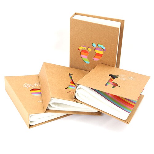 アルバム 200枚 4冊セット 通販 大容量 ベビー l版 写真 おしゃれ かわいい フォトアルバム 出産祝い はがきサイズ ミニアルバム 雑貨 写真整理 ポケット クラフト紙 シンプル レインボー _3