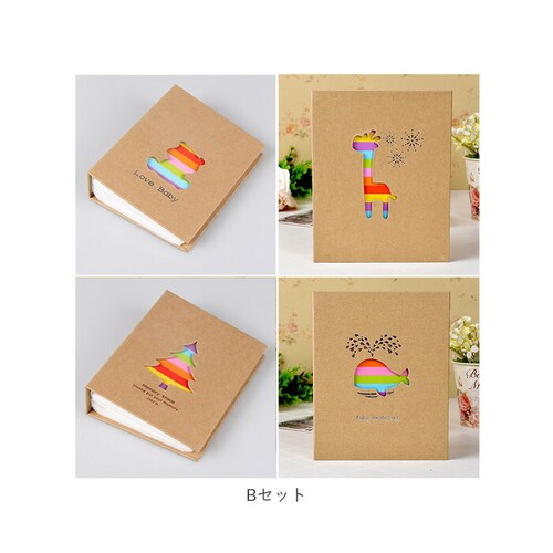 アルバム 200枚 4冊セット 通販 大容量 ベビー l版 写真 おしゃれ かわいい フォトアルバム 出産祝い はがきサイズ ミニアルバム 雑貨 写真整理 ポケット クラフト紙 シンプル レインボー _10