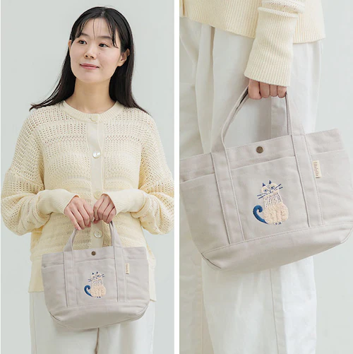 fikalycka トートバッグ フィーカリュッカ 通販 トートバック 手提げバッグ 帆布トートバッグ サガラ刺繍 相良刺繍 レディース 大きめ キャンバス A4 通勤 通学 かわいい 猫グッズ ネコ_4