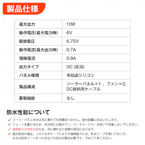 ソーラーファン 換気扇 2個 キット 10W ソーラーパネル 太陽光発電 屋外用 排気 換気 空気循環 簡単設置 鶏小屋 温室 車内 キャンピングカー 熱中症対策 省エネ_3