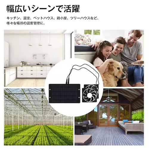 ソーラーファン 換気扇 2個 キット 10W ソーラーパネル 太陽光発電 屋外用 排気 換気 空気循環 簡単設置 鶏小屋 温室 車内 キャンピングカー 熱中症対策 省エネ_5