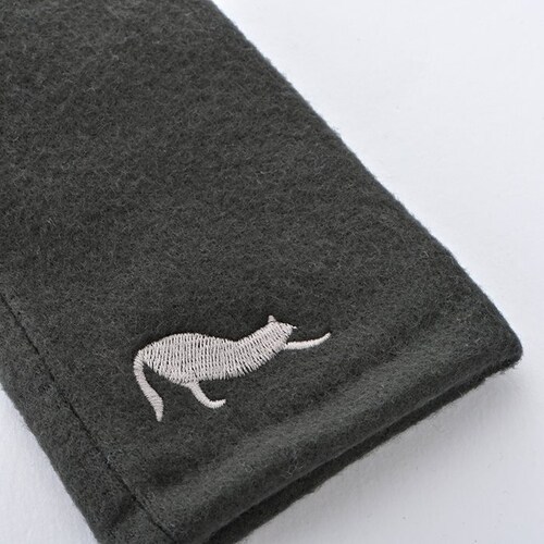 クロダ 手袋 KURODA AF65106L8 通販 グローブ レディース かわいい 暖かい スマホ対応 指あき 指出し 刺繍 おしゃれ 可愛い オシャレ 5本指 のびねこ刺繍ジャージグローブ アクリ_3