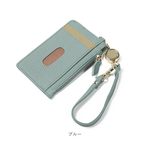 パスケース レディース リール付き 通販 フラグメントケース 定期入れ 小銭入れ カード入れ 本革 カードケース ミニ財布 リールストラップ 鍵 社会人 シンプル ナチュラル ギフト 誕生日 就職祝い_13
