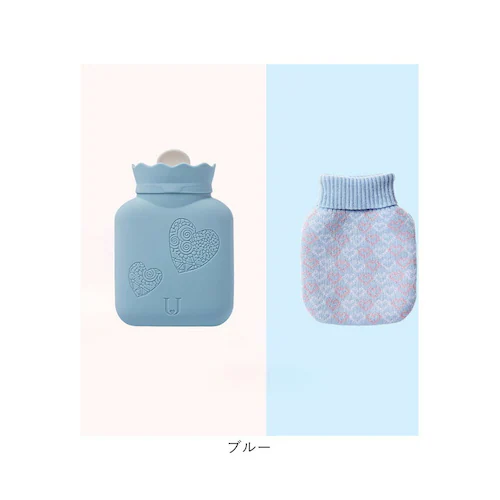 湯たんぽ シリコン 通販 ゆたんぽ 湯タンポ レンジ 小さめ ミニ ボトル カバー付き かわいい 可愛い 340ml 柔らかい ソフト 防寒グッズ 冷え対策 お腹 あったか 保温 ハート アイシング _10