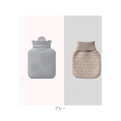 湯たんぽ シリコン 通販 ゆたんぽ 湯タンポ レンジ 小さめ ミニ ボトル カバー付き かわいい 可愛い 340ml 柔らかい ソフト 防寒グッズ 冷え対策 お腹 あったか 保温 ハート アイシング _11