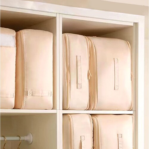 圧縮ボックス 布団収納 通販 布団圧縮袋 掃除機不要 布団収納ケース 袋 圧縮バッグ ふとん 衣類収納袋 収納 保管 立てられる ファスナー 取っ手付き ほこり防止 コンパクト 軽量 折りたたみ シン_15