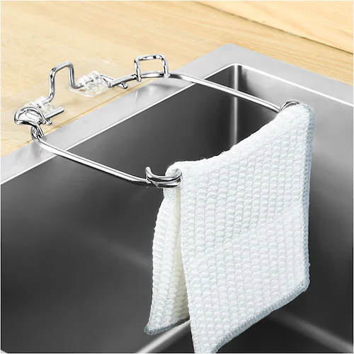 三角コーナー 折りたたみ 通販 水切りネット ホルダー 三角排水ラック 水切り袋ホルダー 水切りホルダー 折り畳み 省スペース ステンレス 丈夫 防錆 防腐 シンクの詰まり防止 布巾かけ 取付簡単 シ_12