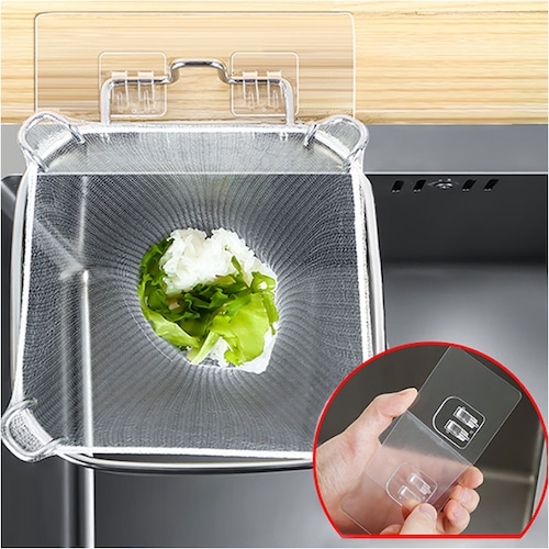 三角コーナー 折りたたみ 通販 水切りネット ホルダー 三角排水ラック 水切り袋ホルダー 水切りホルダー 折り畳み 省スペース ステンレス 丈夫 防錆 防腐 シンクの詰まり防止 布巾かけ 取付簡単 シ_13