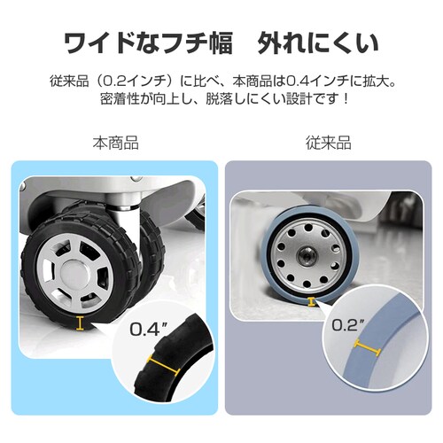 キャスターカバー ブラック S 8個セット スーツケース 静音 外れにくい タイヤ ホイール 衝撃吸収 保護 傷防止 滑り止め シリコン ゴム 旅行 キャリーケース オフィスチェア_6