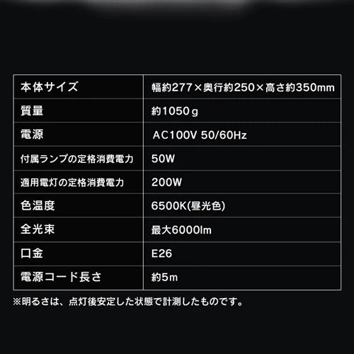 ワークライト LED 配光可変型 クリップライト 屋内用 作業灯 作業用 6000lm ILW-60GWC_11