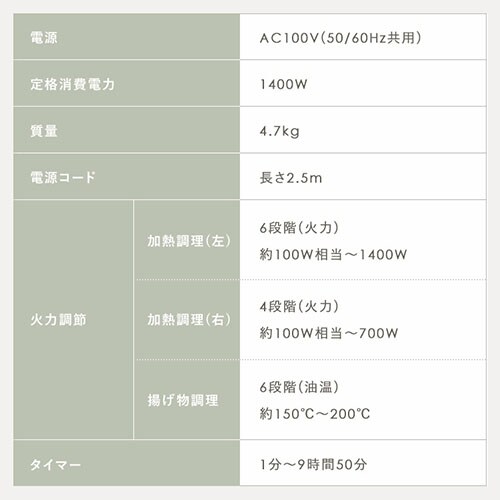 IHコンロ 2口 1400W IHK-WT41-B ブラック 107274 │アイリスオーヤマ