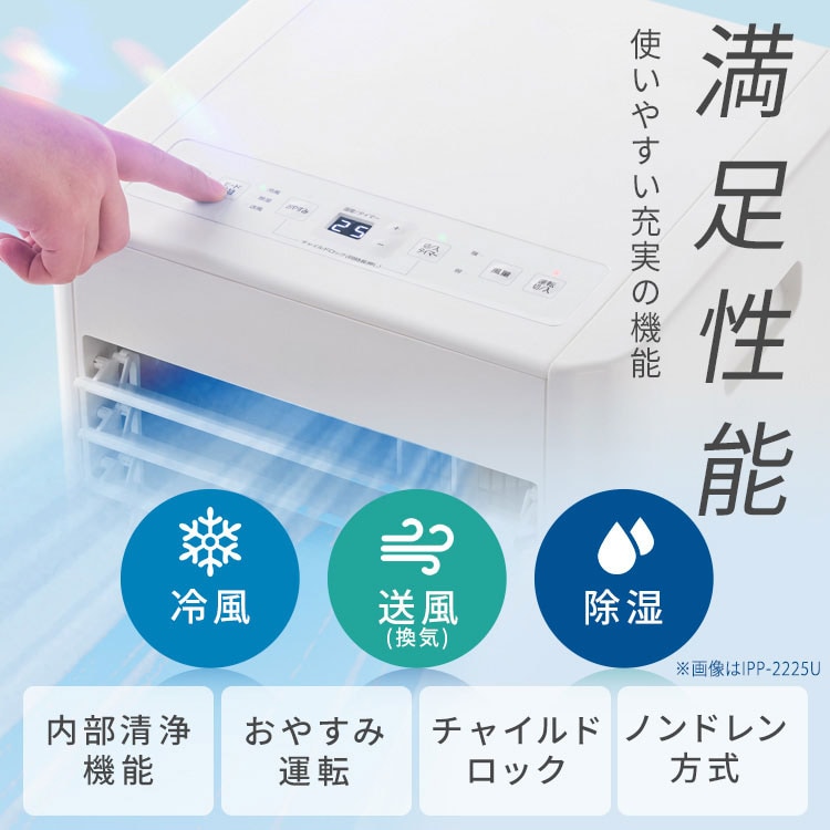 【超美品】ポータブル冷風機 IPP-2225U ホワイト ポータブルクーラー 4.5~7畳 工事不要 冷風 送風 除湿 2.2kw IPP
