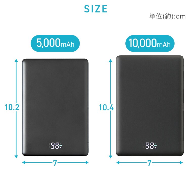 モバイルバッテリー マグネット式 薄型 軽量 5000mAh TW-A05020-B