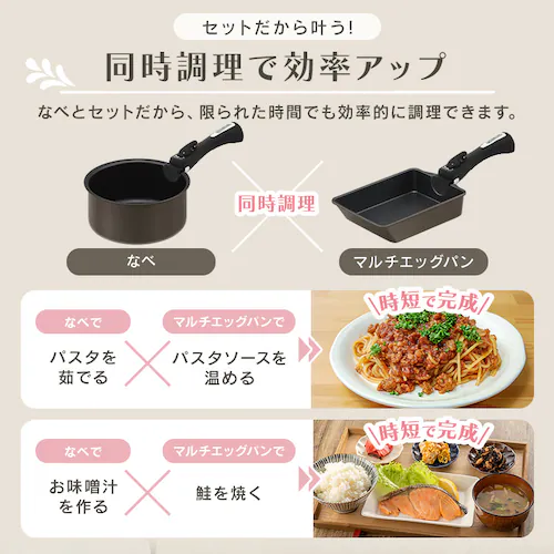 ダイヤモンドコートパン マルチエッグパン入り 9点セット IHガス火対応 MEGI-9S クリームホワイト【前払い不可】【代引き不可】【同梱不可】_13