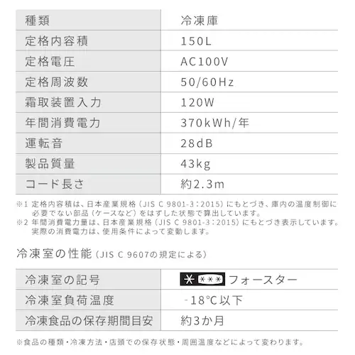 �Ⓚ�� 150L ���X���� ��������� IUSN-S15A-W �y�X�L�}�b�N�X�z_14