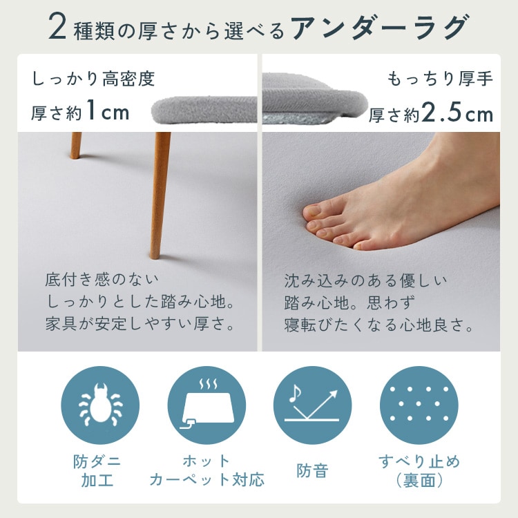 ラグ（クリーニング&防カビ処理済み） はがして洗える Hagash ラグ セット 杢キルト 2.5cm HAGSM25