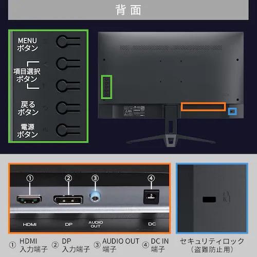 ゲーミングモニター 23.8inch DG-AF2320S-B ブラック_13