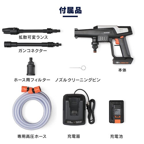 【RVバケツセット】充電式ハンディウォッシャー ホワイト JHW-201