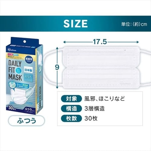 90枚】 ナノエアー マスク 医療用 ふつうサイズ 30枚入×3 1910129