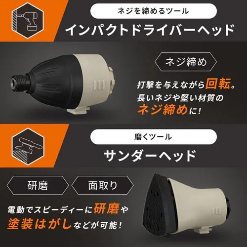 ヘッド5種コンプリートセット】マルチギア 充電式ドリルドライバー本体