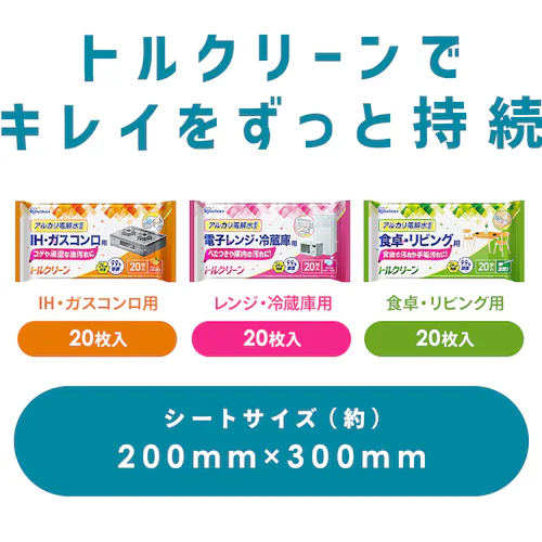 トルクリーン キッチンクリーナー 各2個 (IH・ガスコンロ用 T-KI20/電子レンジ・冷蔵庫用 T-KR20/食卓・リビング用 T-KT20)_7