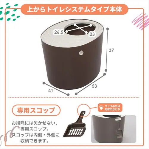 \約1か月分のスターターセット/ラクリーン 上から猫トイレシステムタイプ ダークブラウン RUNS-53(消臭サンド 木砂(大きめ)2.2L/消臭シート 4枚 付属)_4