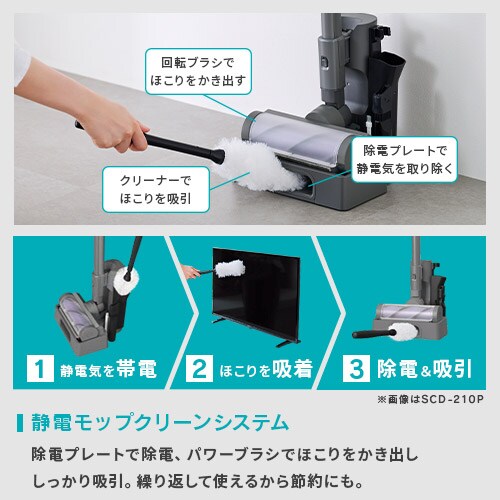 充電式サイクロンスティッククリーナーSUUZE SCD-U2P-H グレー［B