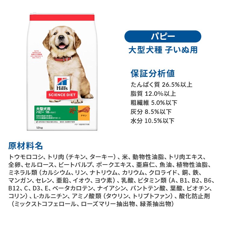 ヒルズ サイエンス ダイエット パピー 大型犬種用 子いぬ用 12kg