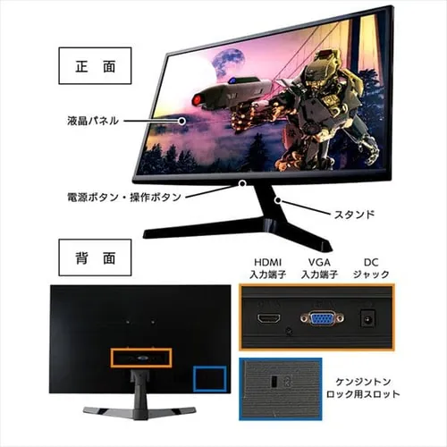 液晶モニター 平面 23.8インチ ワイド ブラック PMT-LCD24F-B _12