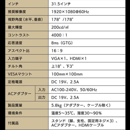 液晶モニター 曲面 31.5インチ ワイド ホワイト PMT-LCD32C-W _16