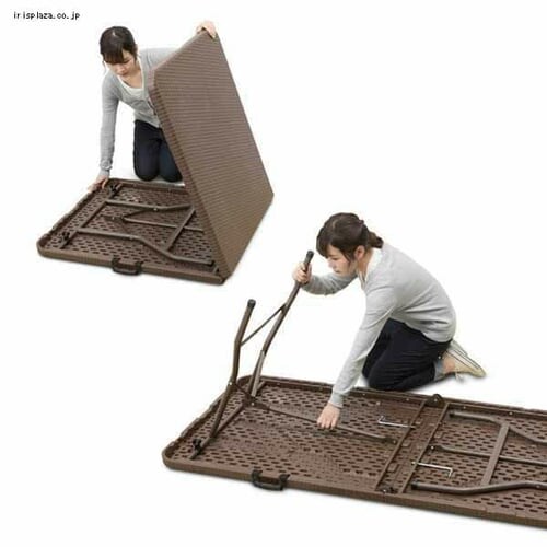 タカショー イージーキャリー ダイニングテーブル ラタン調 ブラウン ECF-T01BR _4