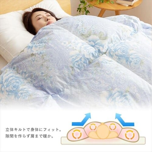 羽毛布団 セミダブルロング ホワイトダックダウン93% 1.2kg ペイズリー/ブルー_17