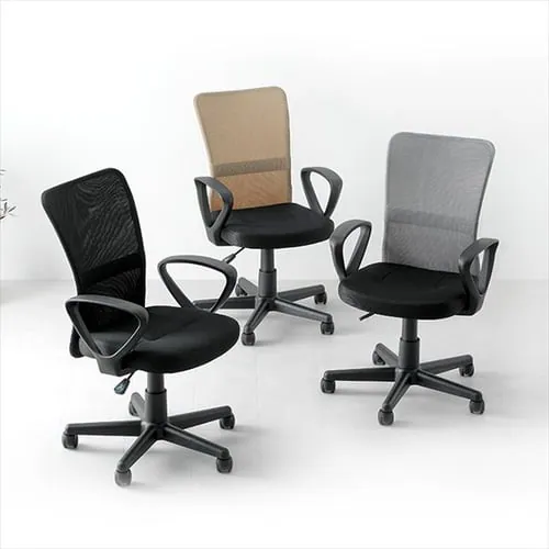 オフィスチェア メッシュ 肘付 ブラック _4