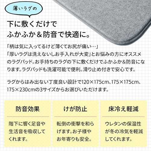 ラグ用下敷き ラグパット 175×230cm RGPD-L グレー 7160244│アイリス