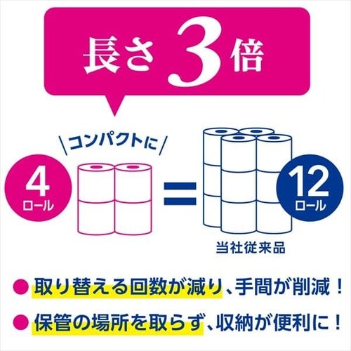 【3個・12個】日本製紙クレシア スコッティ フラワーパック 3倍長持ち トイレット4ロール 75mダブル 【プラザセレクト】